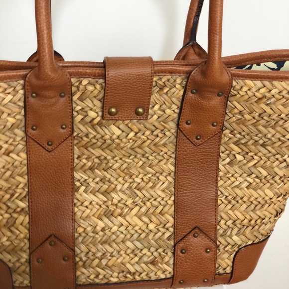 J.Crew Straw snd Leather Tote Bag - Picture 7 of 9